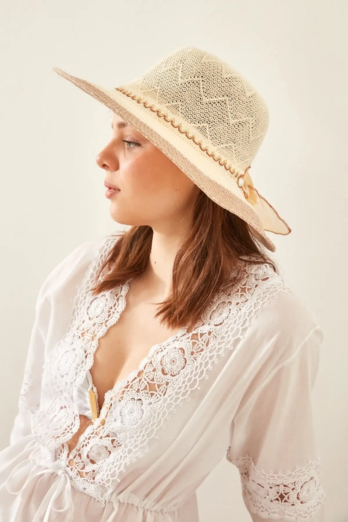 Women's Mercerizing Hat T1740-05 Light Beige