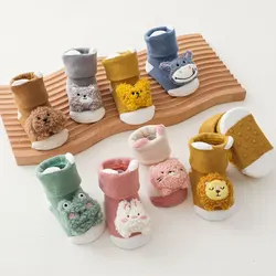 Newborn Baby Girl Boy Cute Cartoon Animal Socks Non-slip Kids Floor Socks Winter Warm Socks for Infant Toddler