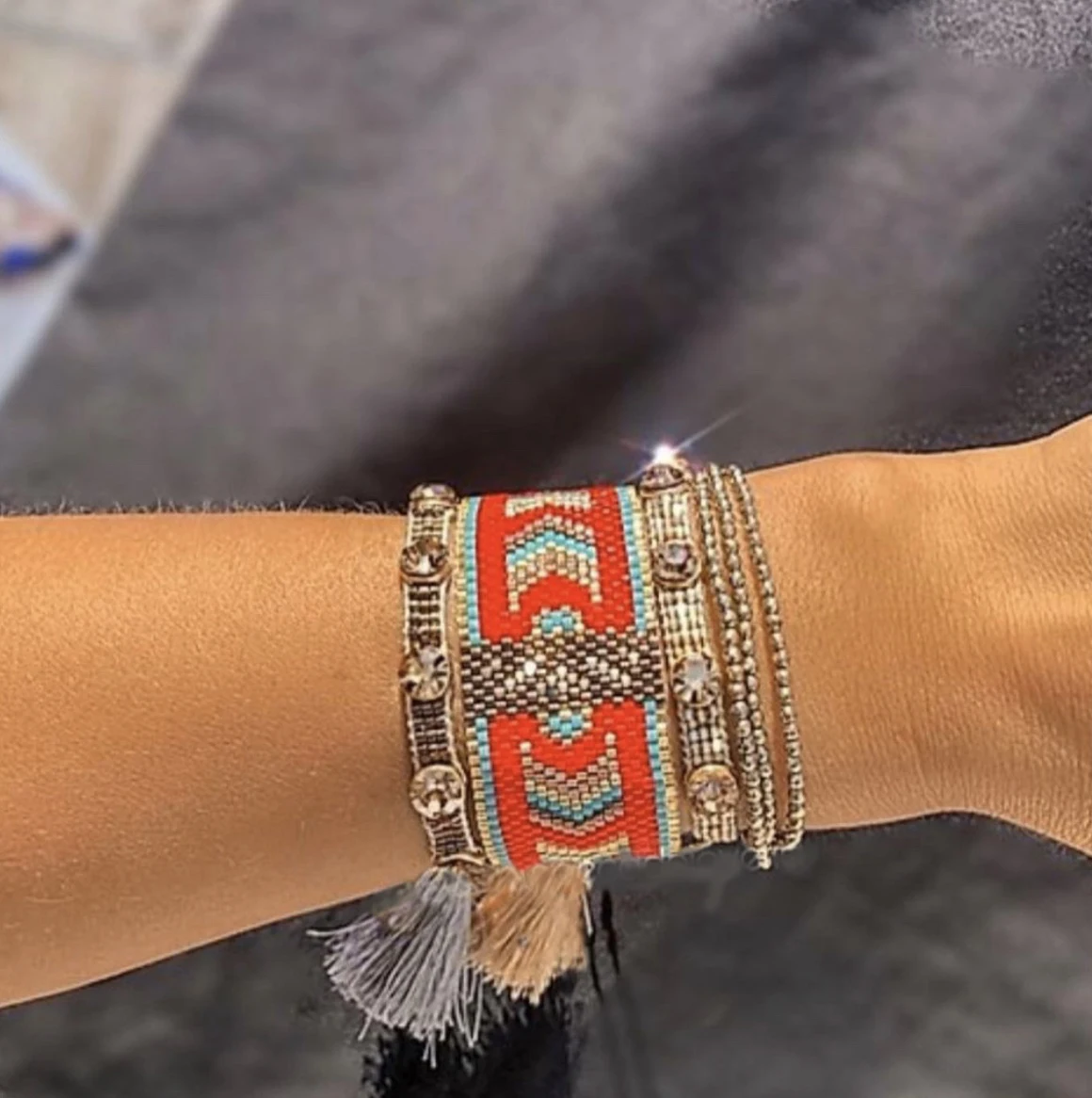 

BLUESTAR Women Bracelet Geometric Pattern Bracelets Chic Crystal Pulseras Mujer Moda Handmade Braided Jewelry