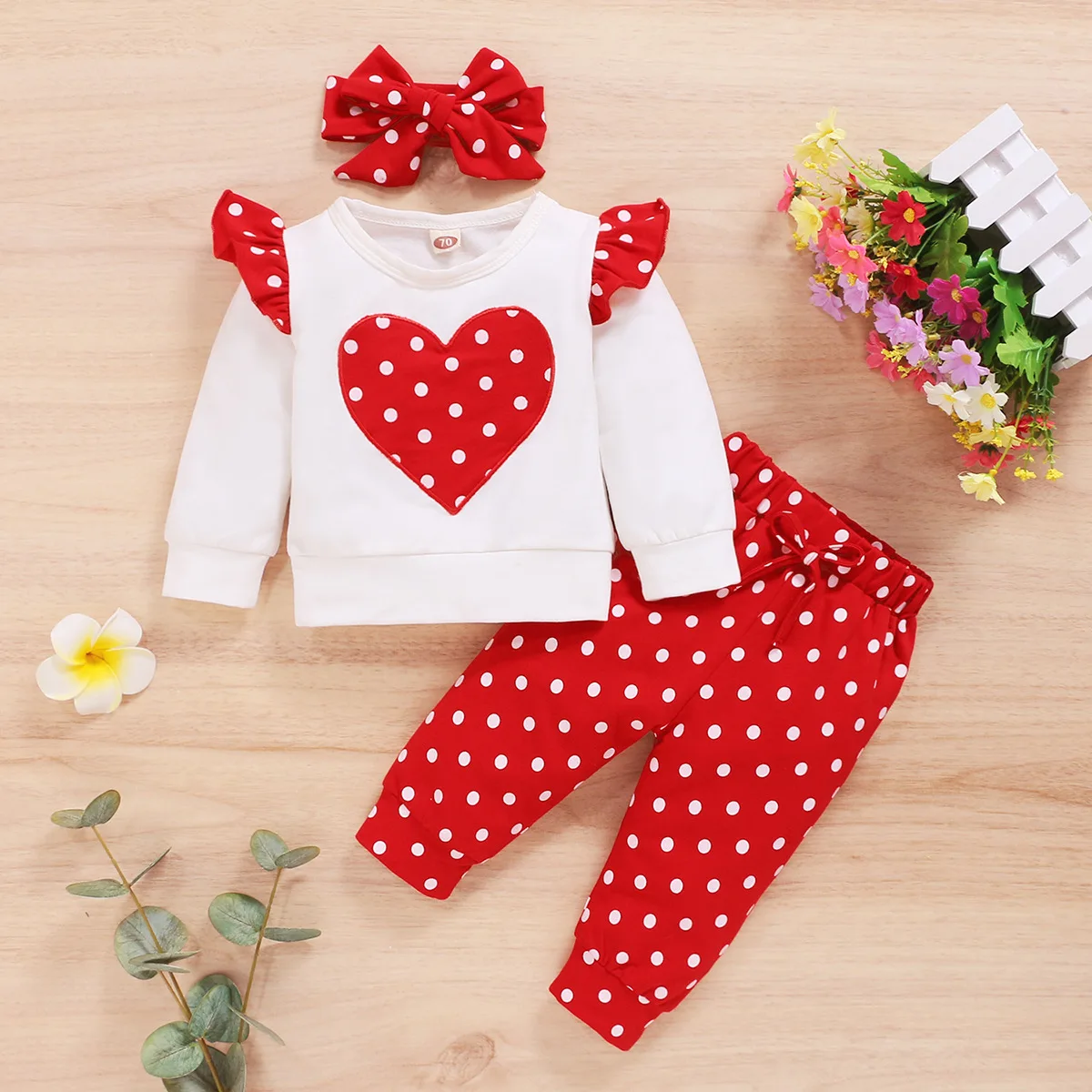 

Autumn Cute Baby Girl Clothes Sets Fly Sleeve Hoodie Sweatshirts Polka Dot Legging Pants Toddler Girl Outfits Baby Clothing Set