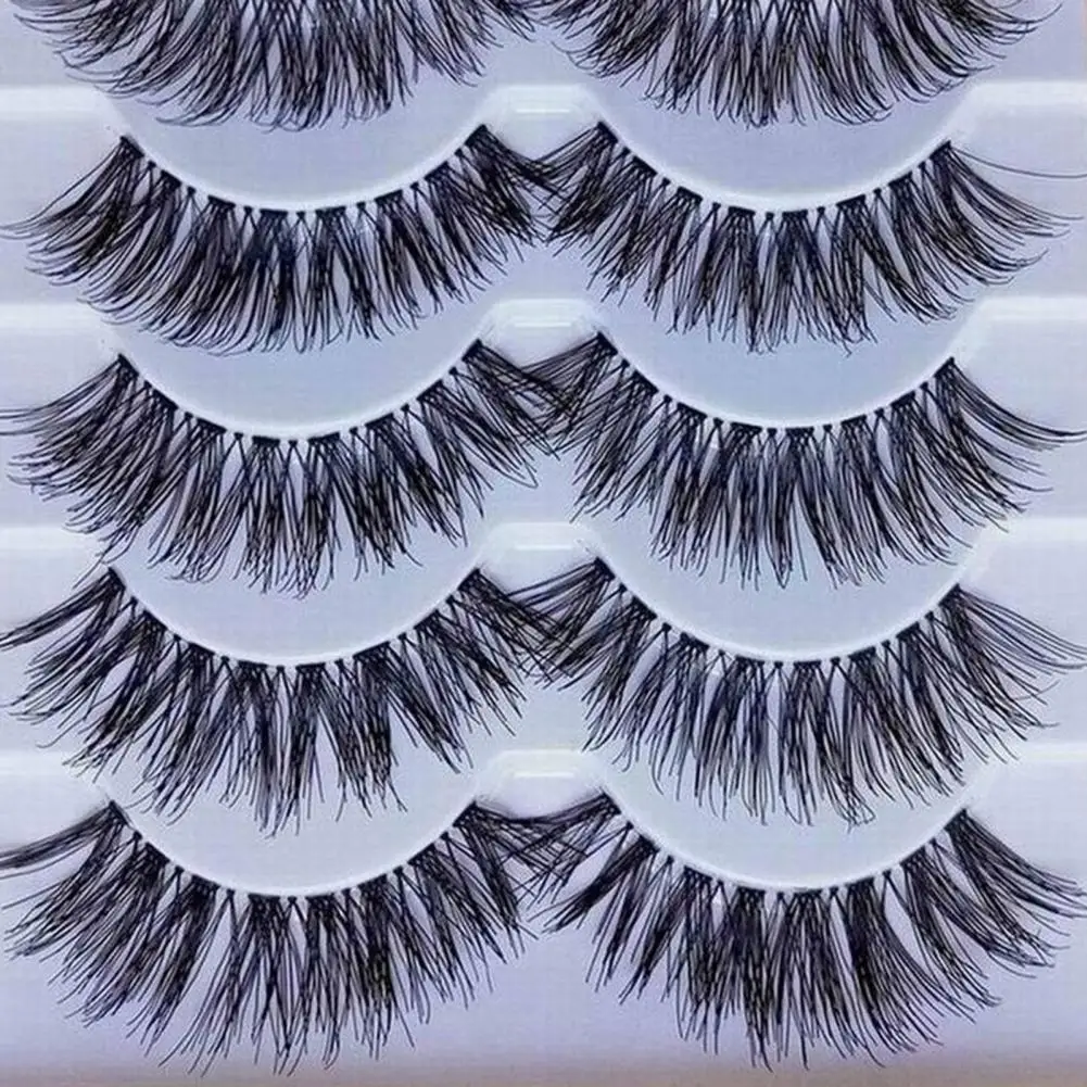 5Pairs Thick Long Eyelashes Set Eyelashes Extension 1cm - 1.5cm Look Eye Makeup Natural False Eyelashes Box Package