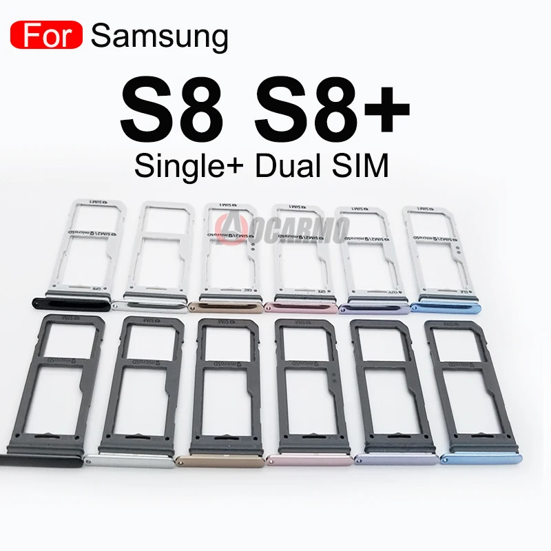 Aocarmo For Samsung Galaxy S8 SM-G9500 G950F S8 Plus SM-G955 S8+ Single/Dual Metal Plastic Nano Sim Card Tray Slot Holder