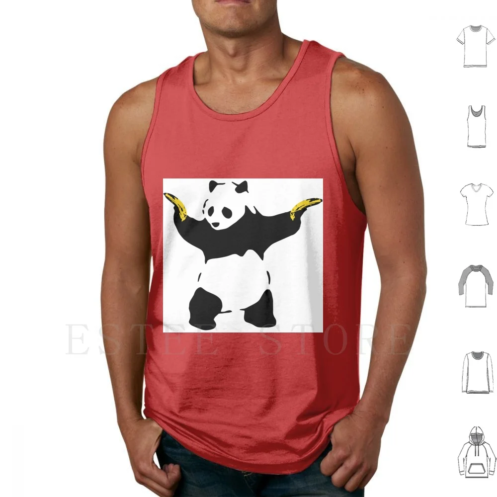 Bad Panda Stencil Tank Tops Vest Panda Angry Panda Stencil Banana Banana Gun Bad Panda Banksy Bad Velvet Underground