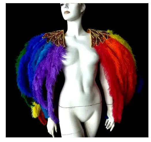 

Women singer stage show feather cloak Sexy Ostrich feather shawl cape Cosplay party wings