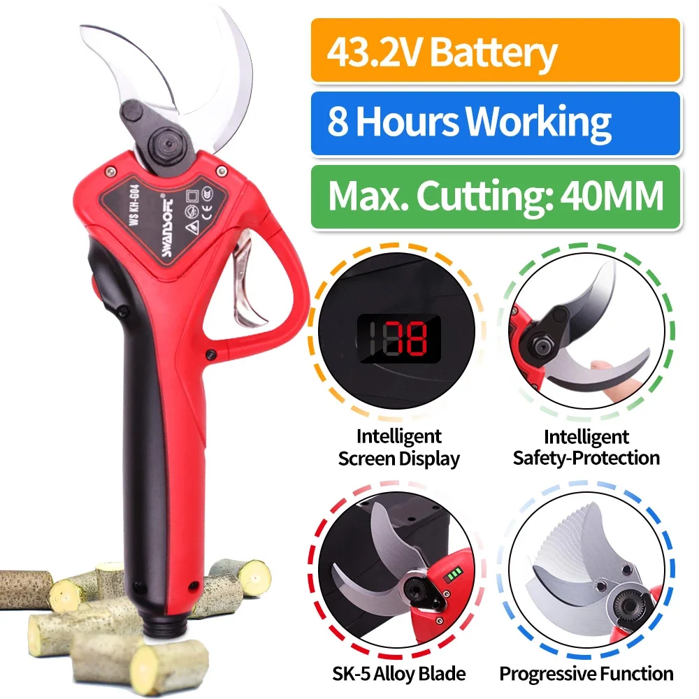 40MM Electric pruning shears, fast charging lithium battery, working hours 8 hours, cordless garden tools scissors