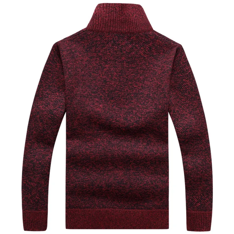 Jersey de punto grueso y cálido para hombre, suéteres de cuello alto de manga larga sólidos, media cremallera, forro polar cálido, ropa cómoda,