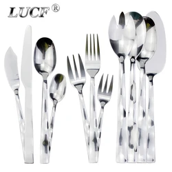 Multi-functional 11 Utensils Wave Style Cutlery Set Mirror Stainless Steel Salad Dinnerware Dishwasher Flatware For Kitchen Home