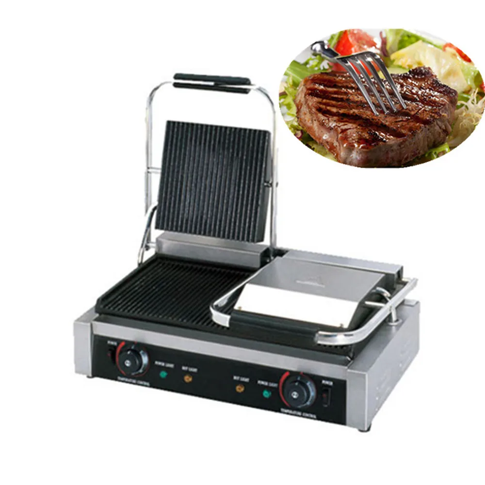 

Professional 220V Electric Non-stick Sandwich Press Steak Grill Panini Grill Press Maker Machine