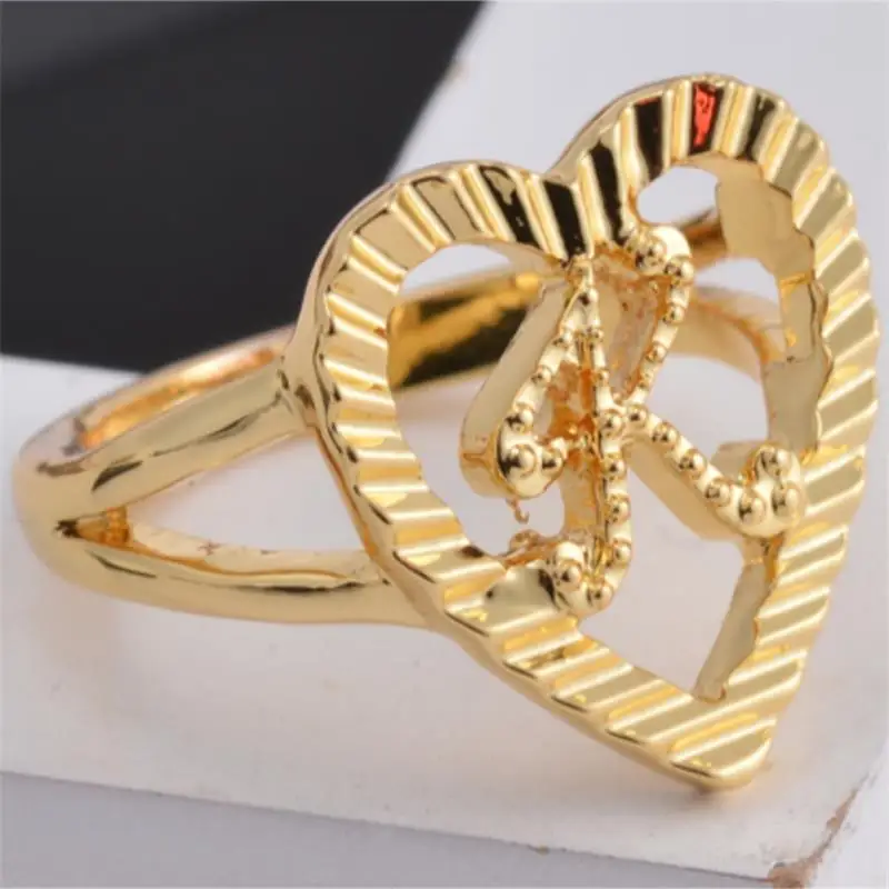 3UMete Letter Ring Personalized Initial Letter Rings Simple Copper Alloy A-Z Letters Name Ring For Women Charm Christmas Gifts