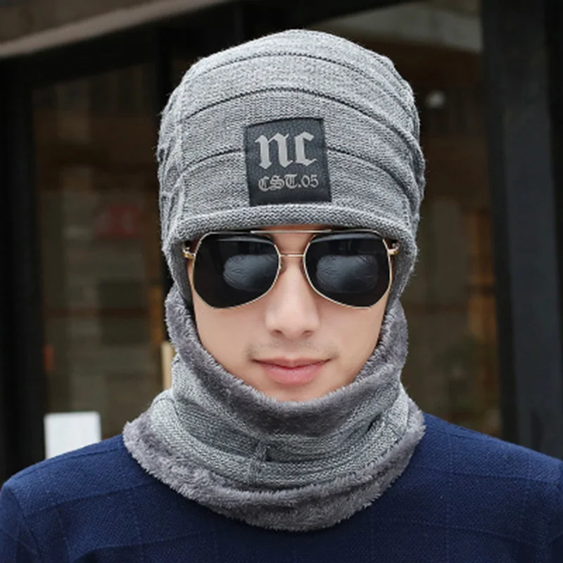 

Winter Knitted Hat Beanies Men Women Scarf Caps Mask Gorras Bonnet Warm Baggy Winter Hats for Men Skullies Beanies Hats