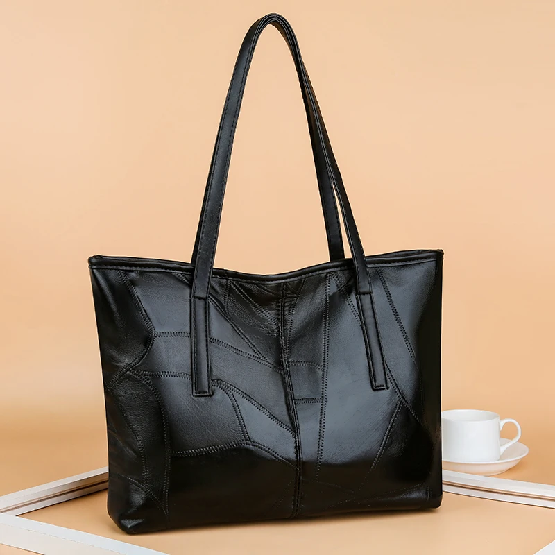 Brand High Quality Leather Big Pocket Casual Handbag Women Handbag Shoulder Bag Large Capacity Handbag