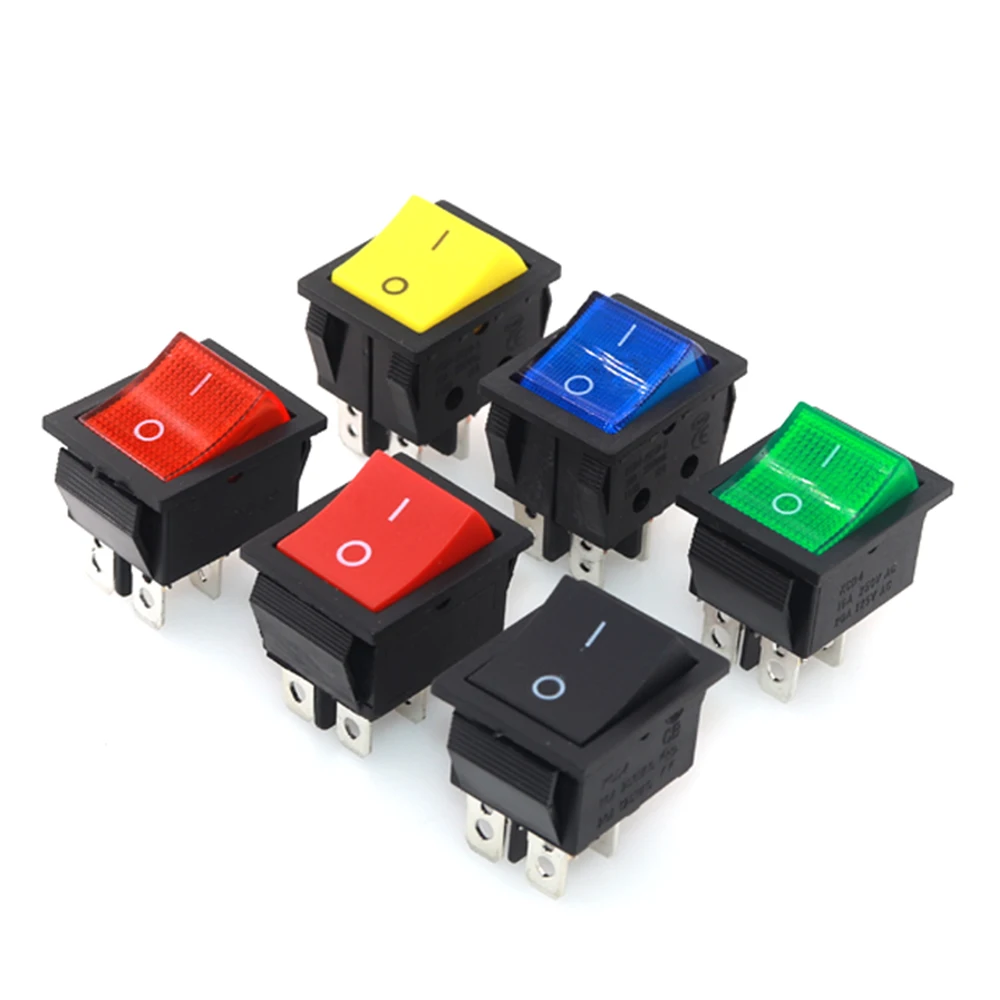 Kcd4 rocker switch 2-position 4-pin/6-pin electrical equipment with light power switch 16a 250vac / 20a 125vac