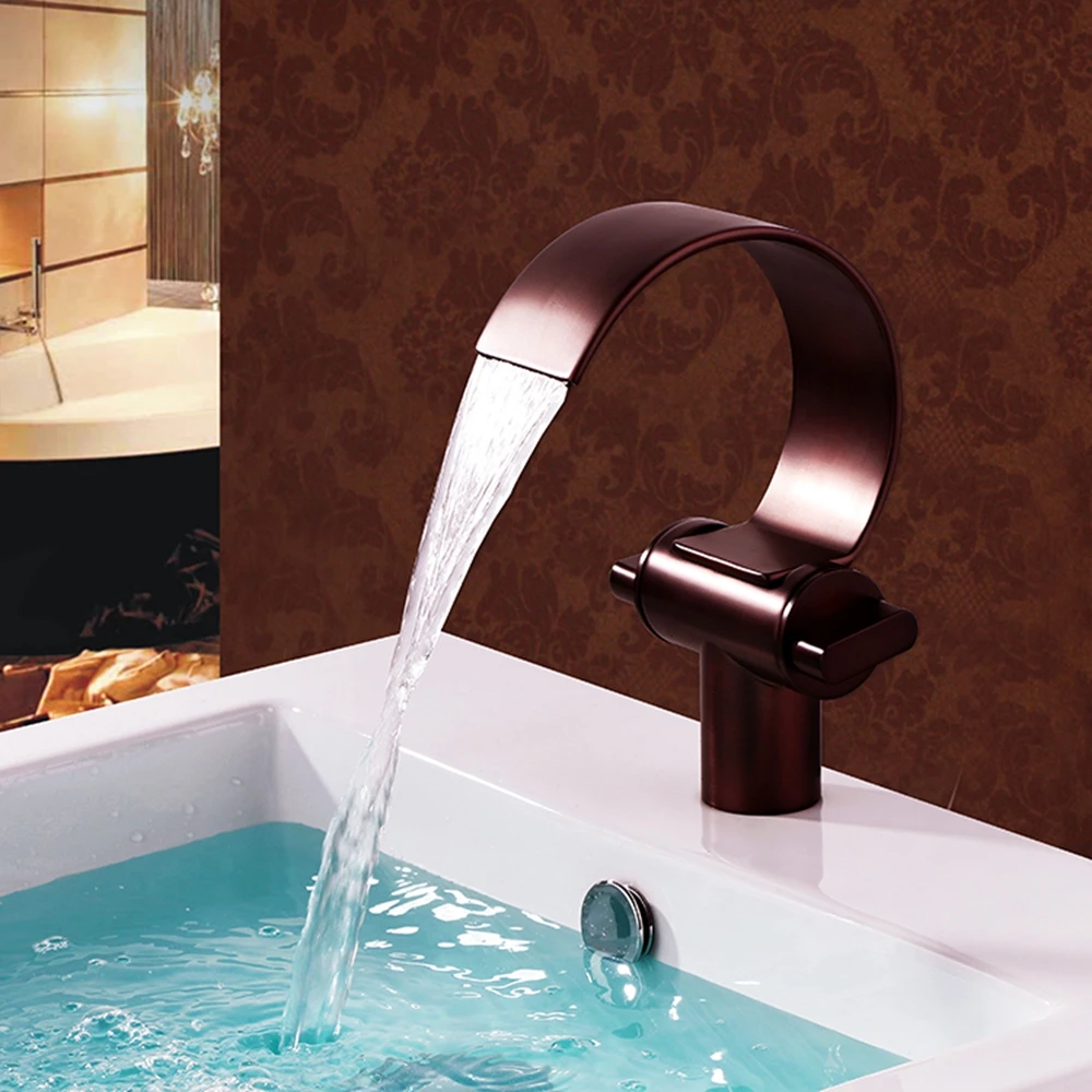 

MTTUZK High Quality Oil Rubbed Bronze Waterfall Basin Faucet ORB Cold And Hot Water Mixer Taps waterfall faucet