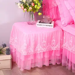 Romantic Lace Bedside Cabinet Table Cover Quilted Dust Cover Bedroom Bedside Table Skirt Cotton Padding Tablecloth