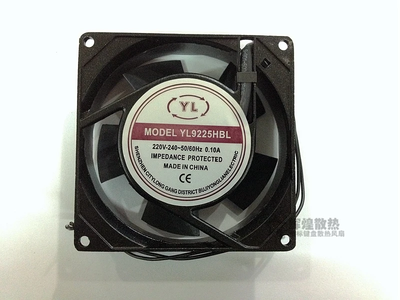 

YONG GANG YL9225HBL AC 240V 0.1A 90x90x25mm 2-Wire Server Cooling Fan