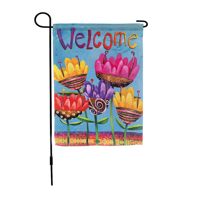 

Plain White DIY Outdoor Sublimation Printing Flag Custom Double Sided Printed Burlap Yard Garden Flag K90