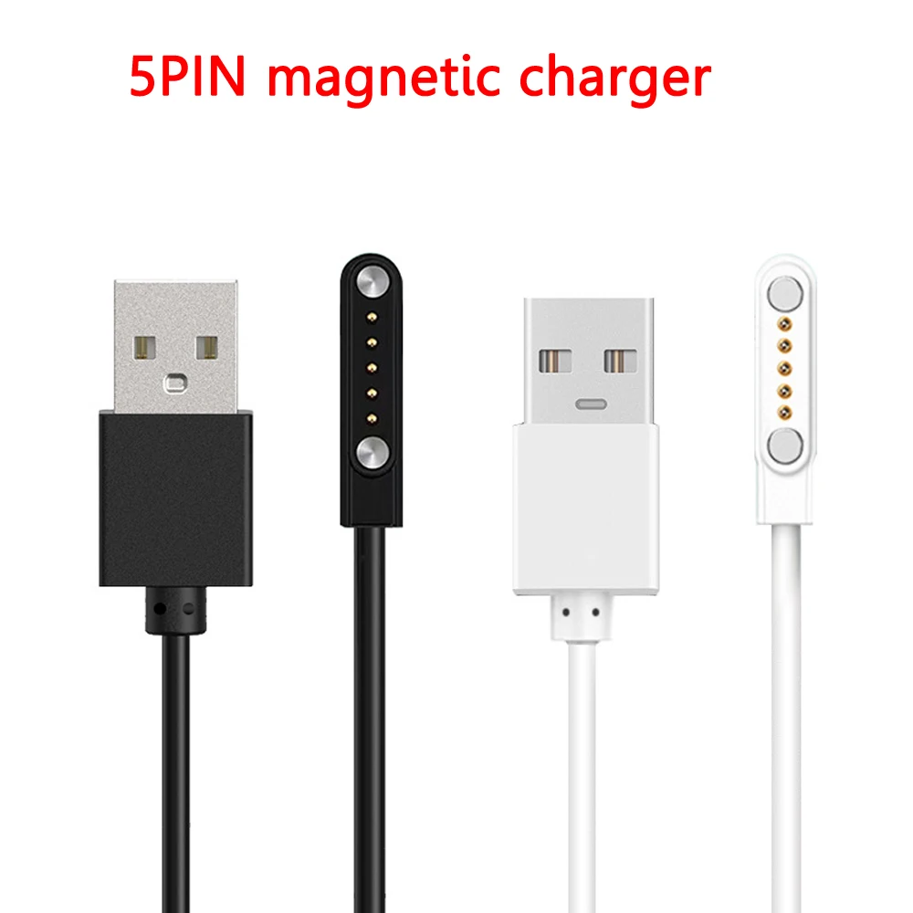 2pcs Universal 5pin 12mm Space Smart Watch Magnetic Charging Cable USB 2.0 Male to 5 Pin Magnetic Suction charge connector