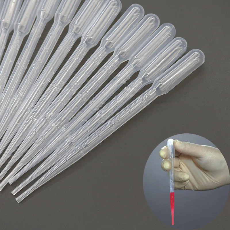 10pc / 3ml Transparent Pipette Disposable Safety Plastic Transfer Pipette Scale Pipette Small Laboratory Mill Supplies