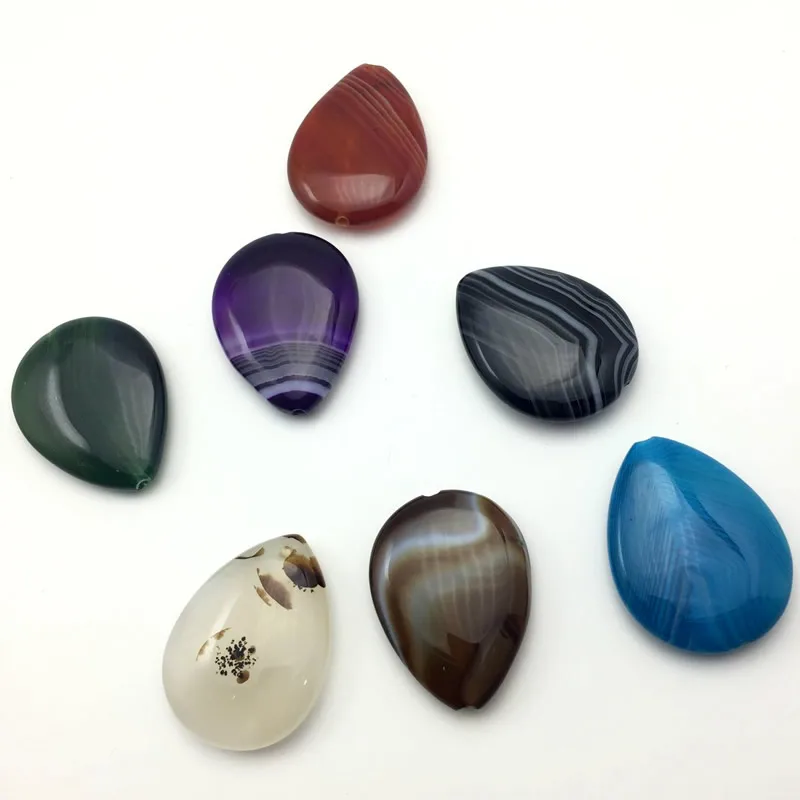 40x30MM Multicolor Carnelian Stone Bead Teardrop CAB Cabochon Straight Hole Onyx Jewelry GEM Pendant 1PCS