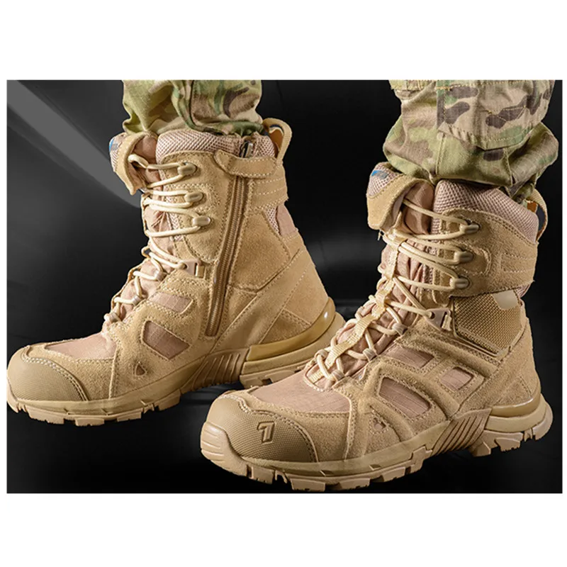 High Tube Leder Mesh atmungsaktive Anti-Rutsch-Stiefel Outdoor-Sport training Klettern Wüste Wanderschuhe