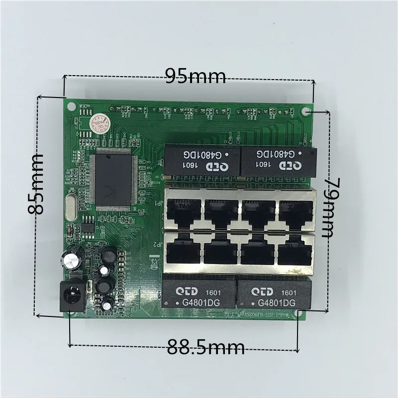 OEM PBC 8พอร์ตสวิตช์Gigabit Ethernet 8พอร์ตMet 8 Pin Way 10/100/1000 M Hub 8way power Pin Pcb Board OEMเจาะGat