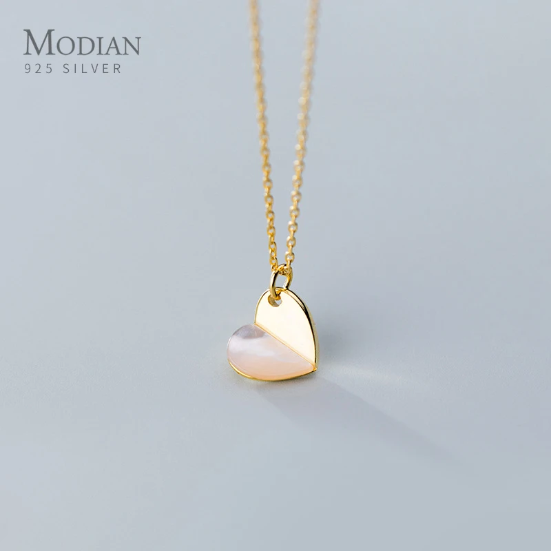 

Modian Romantic Hearts Pendant Necklace for Women Gift Authentic 925 Sterling Silver Link Chain Necklace Fashion Fine Jewelry