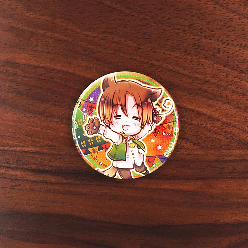 50mm Axis Power HETALIA Anime badge Italy UK USA German France Japan RU Halloween Metal Badge Brooch Pins view 2