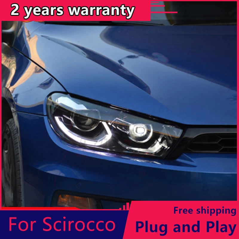 

KOWELL Car Styling for VW Scirocco1.4T led headlight 2009-2017 for Scirocco drl H7 hid Q5 Bi-Xenon Lens angel eye low beam