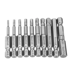 Broppe 10 pieces SAE 5/64-5/16 inch hex head screwdriver bit 1/4 inch hex handle magnetic screwdriver bit hand tool