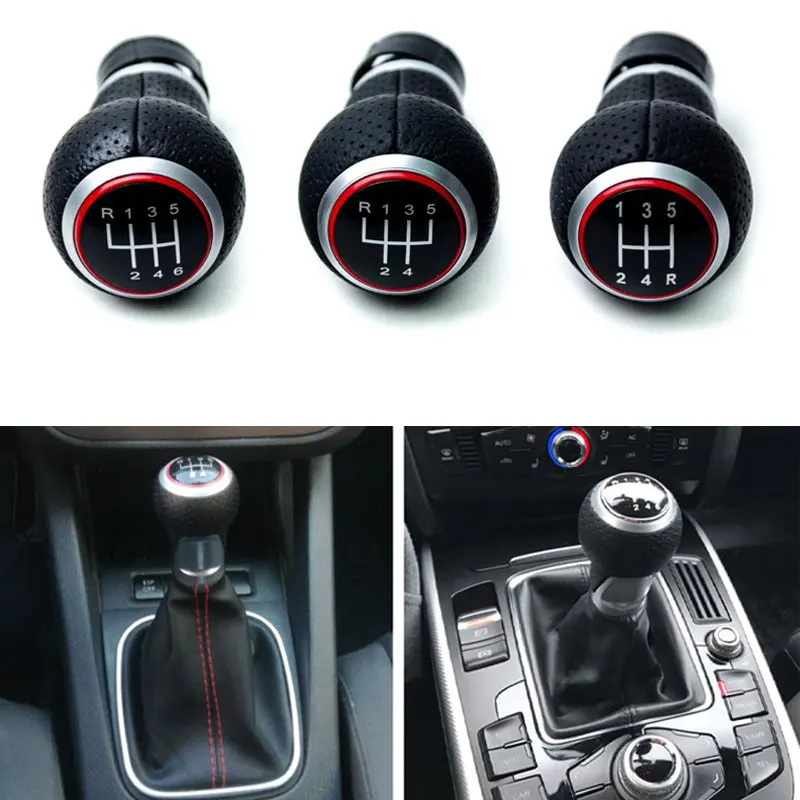 12mm 5 6 Speed Car Shift Gear Knob Lever Stick For Audi A4 B6 B7 B8 A6 A3 SLine VW Golf Polo Bora Passat Ibiza 6J Seat Leon Mk1