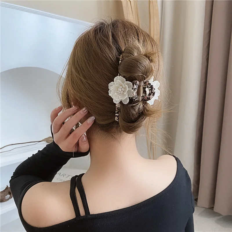 Pearl non-slip big catch clip female elegant side clip shark clip strongly fixed a variety of optional headwear accessories