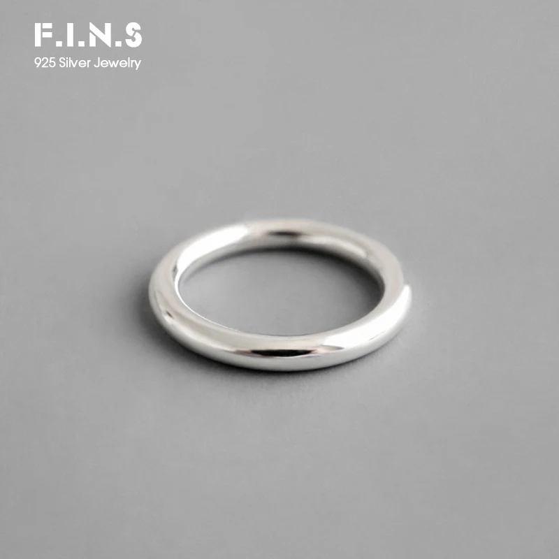 F.I.N.S S990 Pure Silver Minimalist Jewelry Circular Round Glossy Sterling Silver Ring 990 Women\'s Decoration Engagement Ring