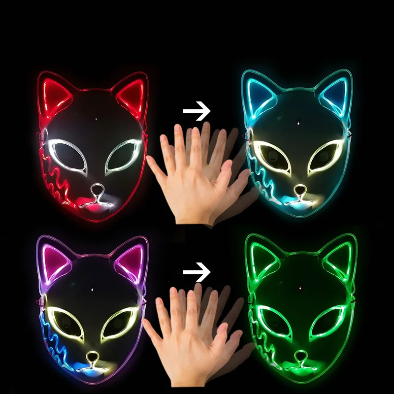 Colorful LED Face-Changing Glowing Mask, Gesture Sensing, Control Ball, Festival, DJ, Christmas, Halloween Party