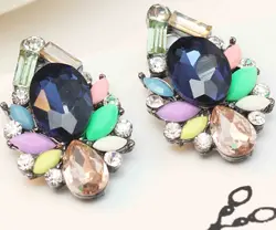YaYi Jewelry Fashion Multi-Color Glass Stone Rhinestone Dangle Crystal Women Ancient Silver Color Wear ear Band Tassel Earrings