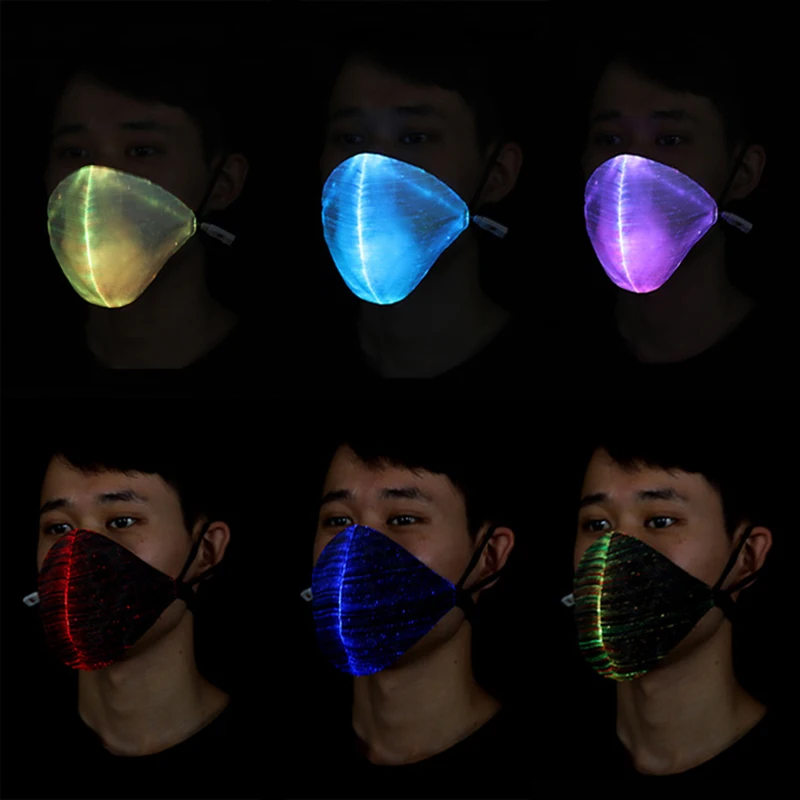 LED Light Night Running Isolation Mask Dust MaskParty Halloween Costume Prop DJ Lamp Music Masquerade Mouth Mask Cosplay 7 Color