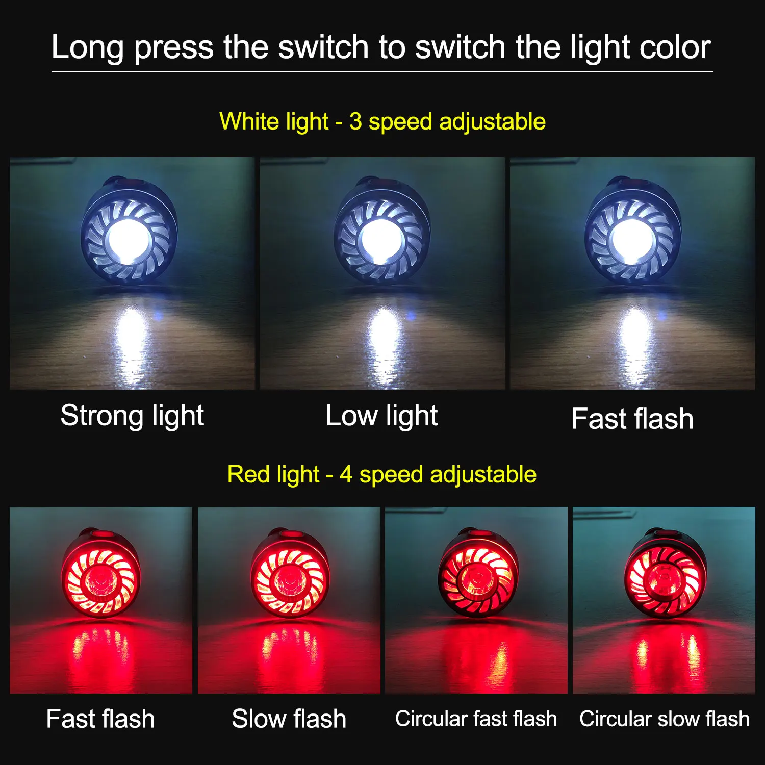 Multifunction 7 Mode Headlamp Flashlight Bicycle Front Tail Light USB Charging Waterproof LED Camping Light Work Light