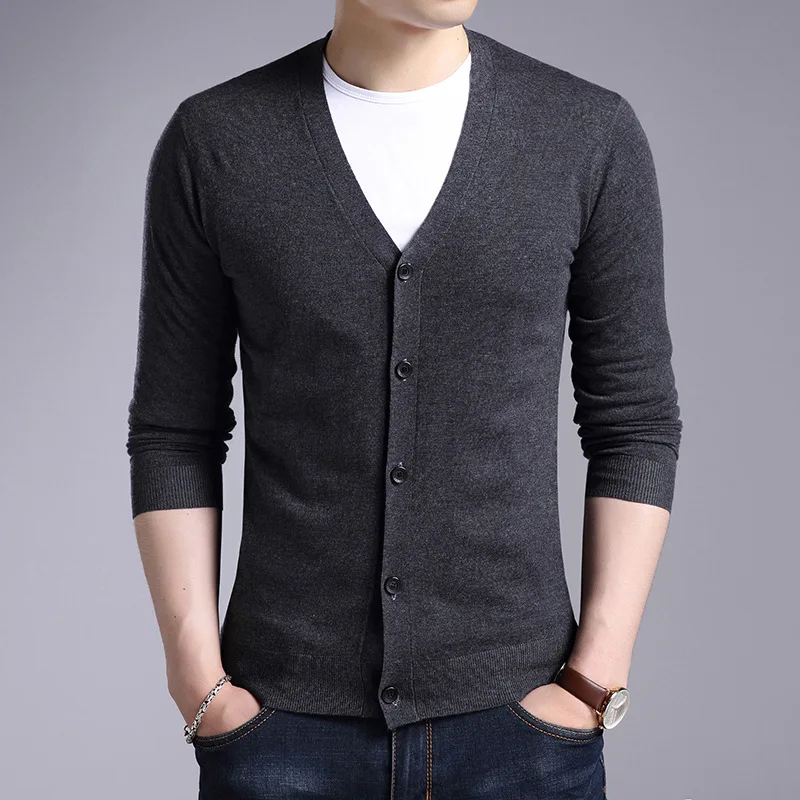 

MRMT 2024 New Men's Sweater Cardigan V-neck Casual Wild for Male Self-cultivation Solid Color Sweater Fashion Clothing