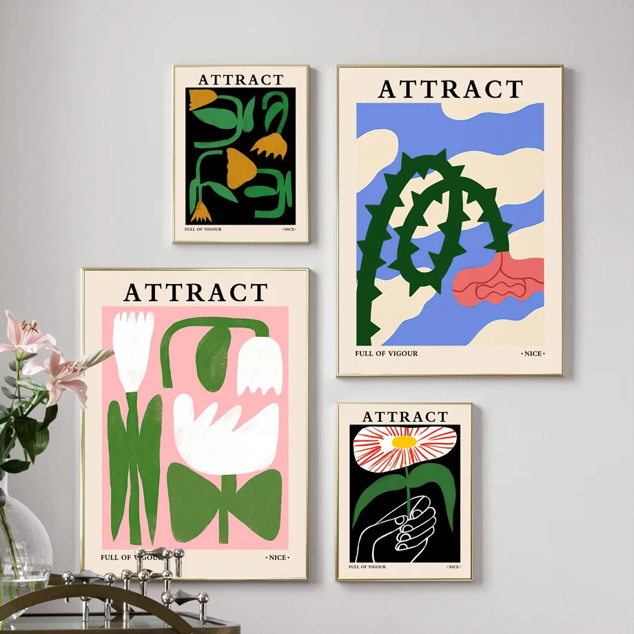 Vintage Abstract Colorful Leaf Flower Plant Wall Art Canvas Painting Nordic Posters And Prints
