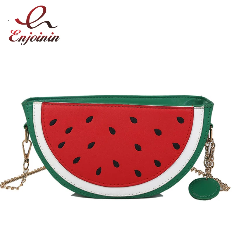 Cute Watermelon Lemon Shape Crossbody Bag Shoulder Chain Bag Girl\'s Purses and Handbag Women Casual Clutch Bag Cartoon Fruit Bag