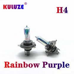 2 Pcs H4 Rainbow Purple Plasma 12V60/55W P43t Car Quartz Halogen Automobile Headlamp Bulb Motorcycle headlamp bulb