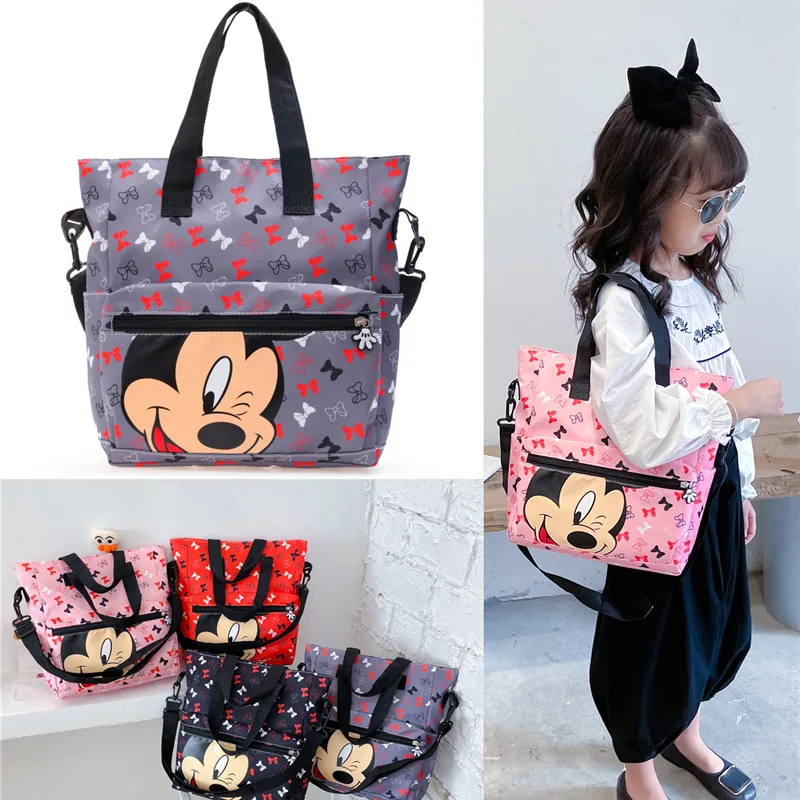 

Cartoon Messenger Bags Children's Bag Shoulder Bag Mickey Canvas Bag Student Tutoring Bag Leisure Tavel Large-Capacity Bag