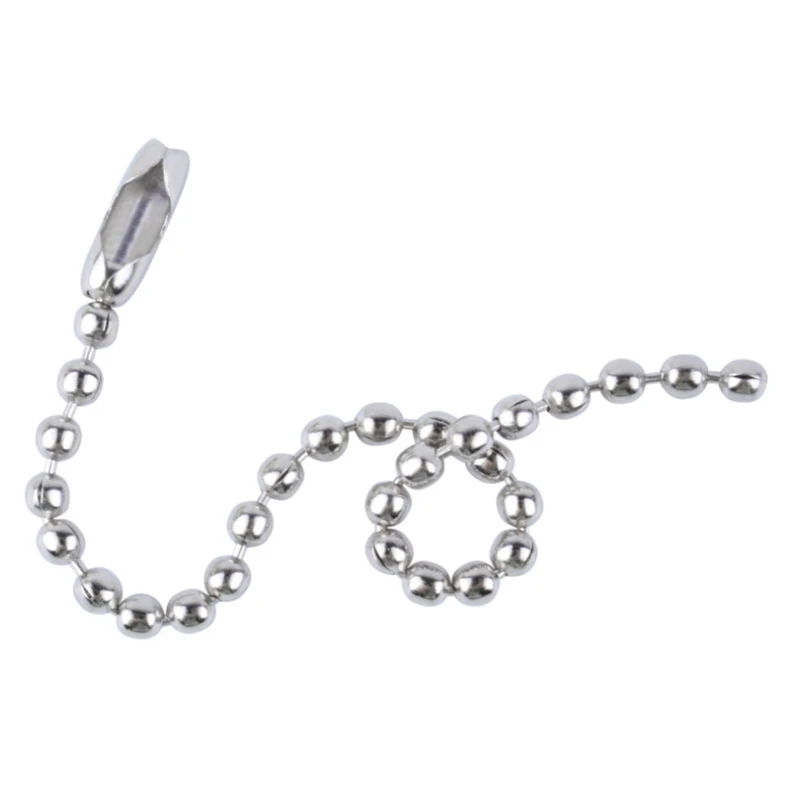 50pcs Rhodium Round Ball Bead Chains 12cm 15cm Length Dog Tag Bulk Chains With Connector For DIY Pendant Jewelry Findings