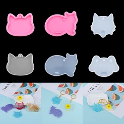 Moule en Silicone pour Animal de compagnie, mignon, tête de chat, pendentif, moules en résine époxy pour bricolage, porte-clés, artisanat, fabrication de bijoux