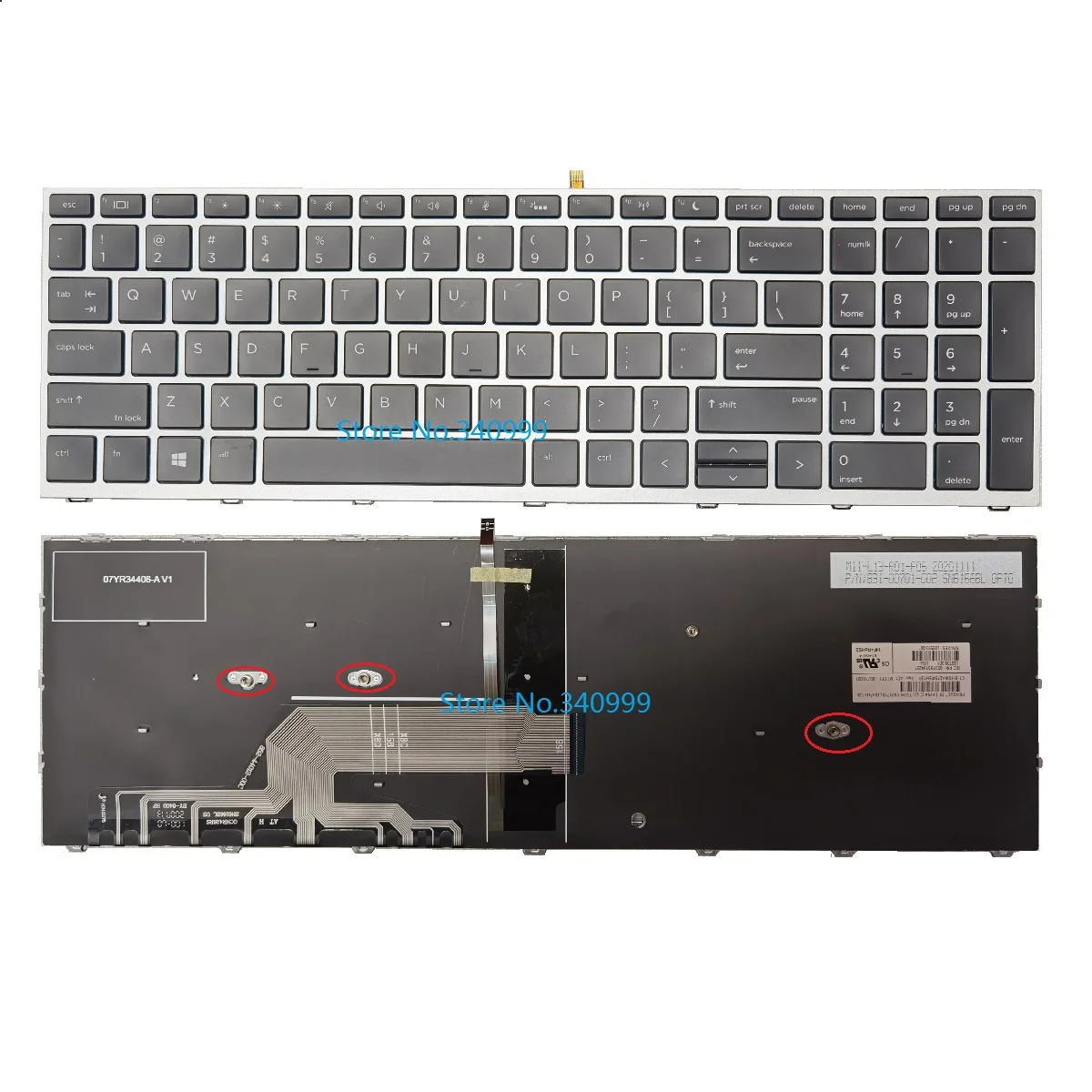 

US For HP Probook 450 G5 / 455 G5 / 470 G5 650 G4 650 G5 L00739-001 L09593-001Backlit No Pointer Laptop Keyboard