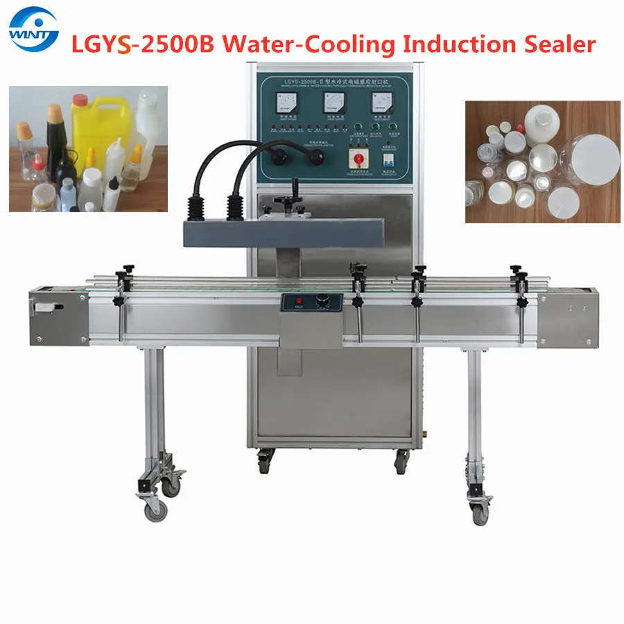 Automatic Water Cooling Continuous Induction Sealer For Pill Needle Cap Bottle Liquid Hair Bonding Glue Glitter Organic Pigment