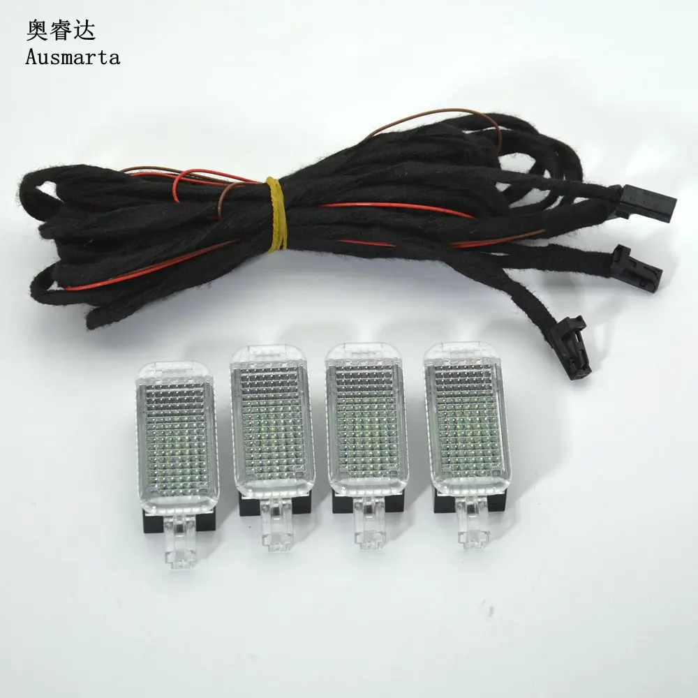 1-4 PCS LED Footwell Light & Cable For A3 A4 A6 Q5 Golf Passat  3AD947409 3AD 947 409 3AD-947-409 8KD947415B