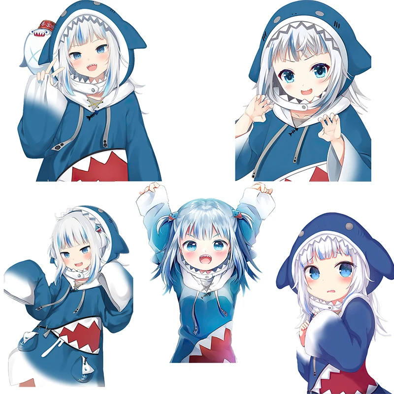 Three Ratels CA78 Мультяшные автомобильные наклейки для Gawr Gura Nime виниловые наклейки на стену ноутбук автомобильные аксессуары JDM окно багажник бампер