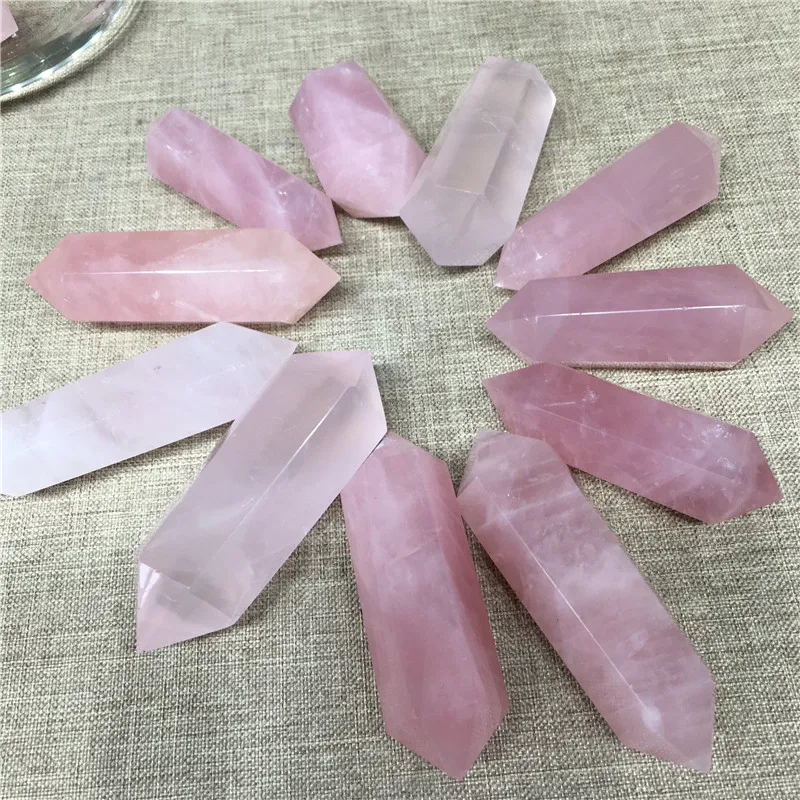 

Healing Wand Tower Rose Quartz Crystal Double Point For Home Decoration