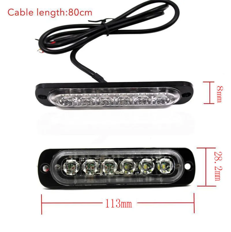 Lumière Stroboscopique à 6LED de 12 à 24V pour Camion et Remorque, Feux de Danger Iodiné d'Urgence pour Voiture et Véhicule, 20 Pièces