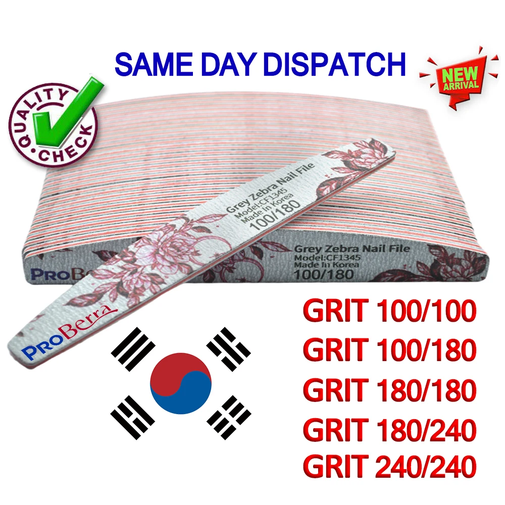 RolinStar Korea wholesale Zebra Grey 5 Shape Nail File Half Moon Sandpaper Nails Sanding Wooden paper Manicure Tools wholesale